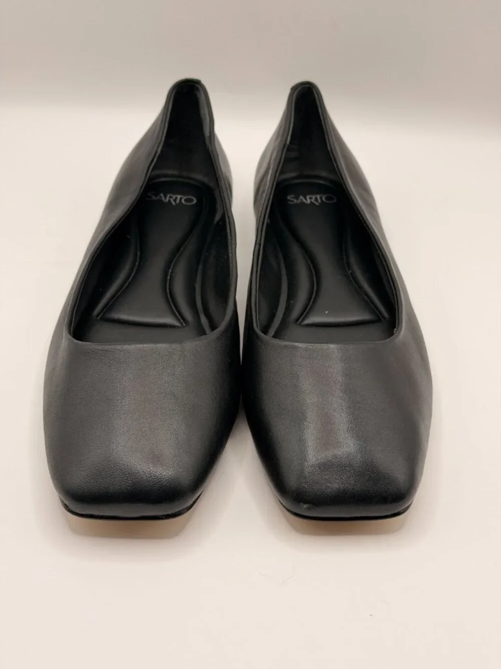 Franco Sarto Flxamaya Women's Black Leather Flexable Flat Sz 6.5